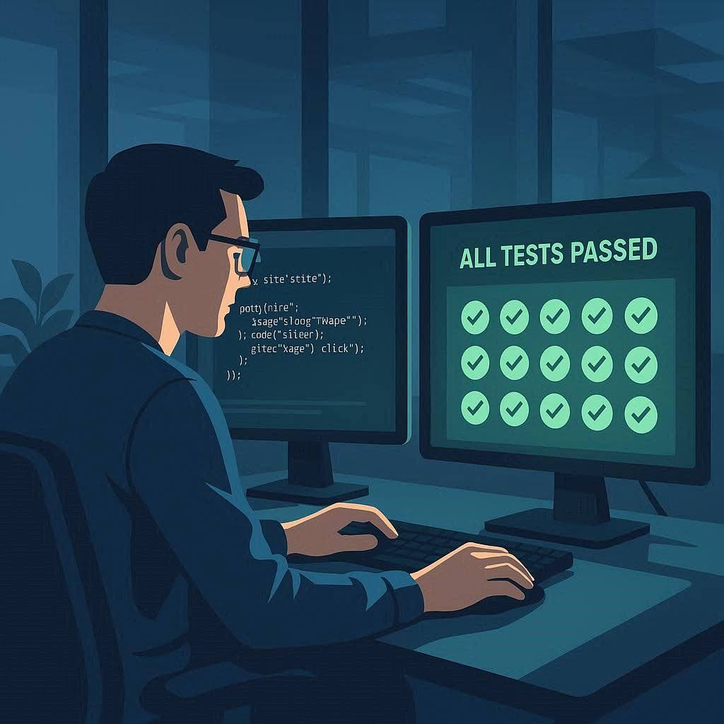 Developer performing QA automation using modern test automation frameworks.